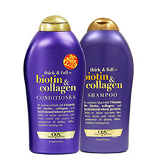 Combo dầu gội xả kích thích mọc tóc OGX Biotin & Collagen Thick & Full của Mỹ 577ml